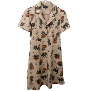 Sourpuss Halloween Print Skater Dress